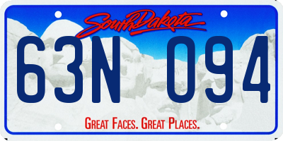 SD license plate 63NO94