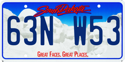 SD license plate 63NW53