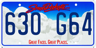 SD license plate 63OG64