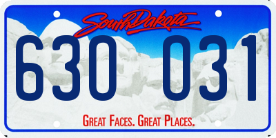 SD license plate 63OO31