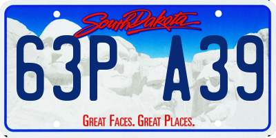 SD license plate 63PA39