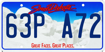 SD license plate 63PA72