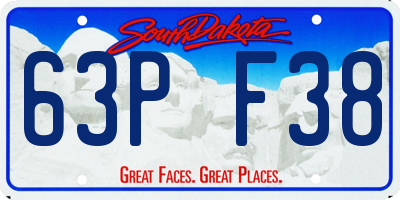 SD license plate 63PF38
