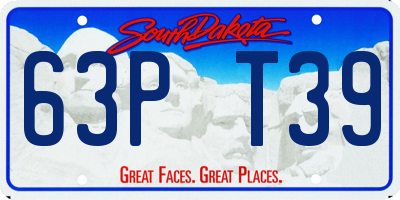 SD license plate 63PT39