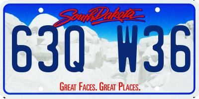 SD license plate 63QW36