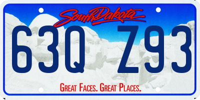 SD license plate 63QZ93