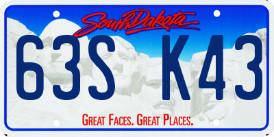SD license plate 63SK43