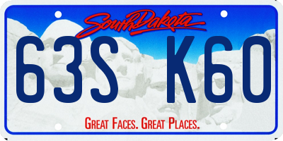 SD license plate 63SK60