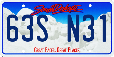 SD license plate 63SN31