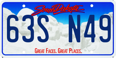 SD license plate 63SN49