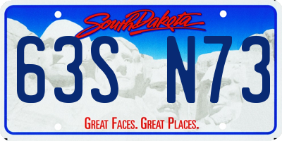 SD license plate 63SN73