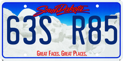 SD license plate 63SR85