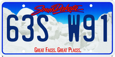 SD license plate 63SW91
