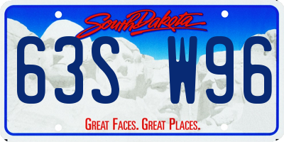 SD license plate 63SW96