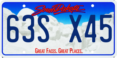 SD license plate 63SX45