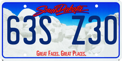 SD license plate 63SZ30