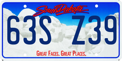 SD license plate 63SZ39
