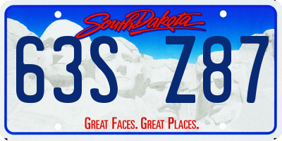 SD license plate 63SZ87
