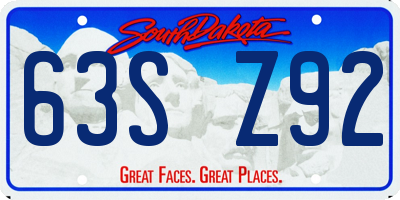 SD license plate 63SZ92