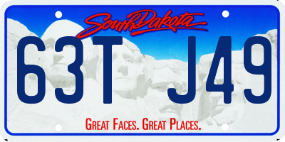 SD license plate 63TJ49