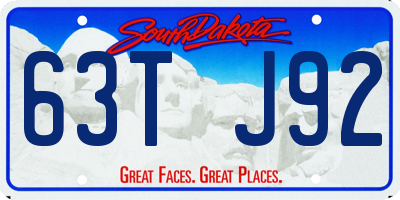 SD license plate 63TJ92