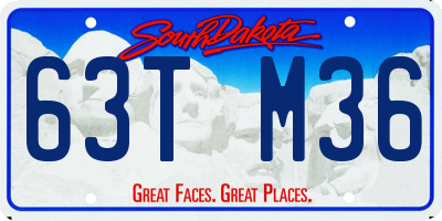 SD license plate 63TM36