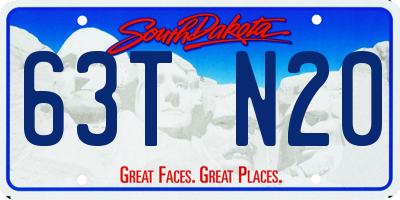SD license plate 63TN20
