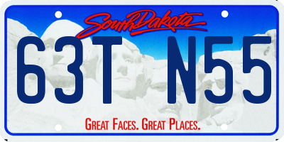 SD license plate 63TN55