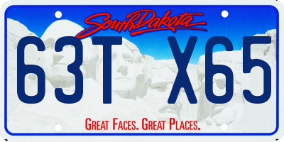 SD license plate 63TX65