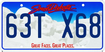 SD license plate 63TX68