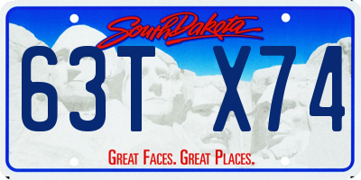 SD license plate 63TX74