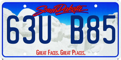 SD license plate 63UB85