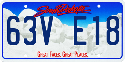 SD license plate 63VE18