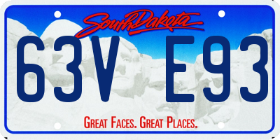 SD license plate 63VE93