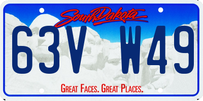 SD license plate 63VW49