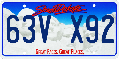 SD license plate 63VX92