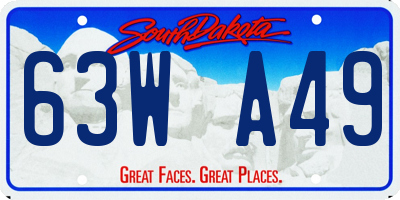 SD license plate 63WA49
