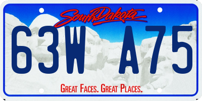 SD license plate 63WA75