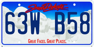 SD license plate 63WB58