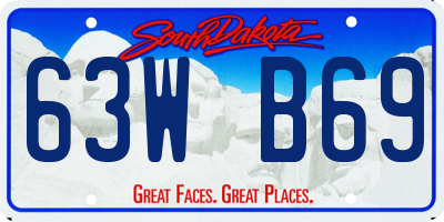 SD license plate 63WB69