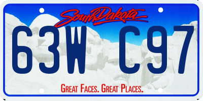 SD license plate 63WC97