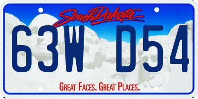 SD license plate 63WD54