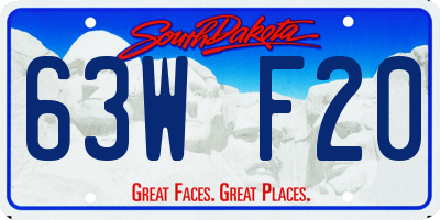 SD license plate 63WF20