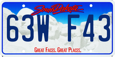 SD license plate 63WF43