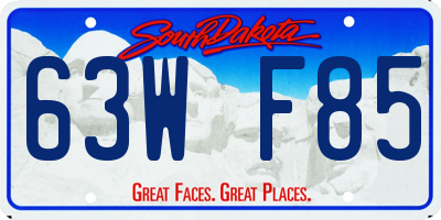 SD license plate 63WF85