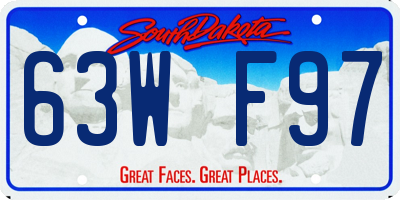 SD license plate 63WF97