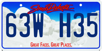 SD license plate 63WH35