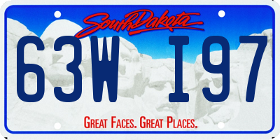 SD license plate 63WI97