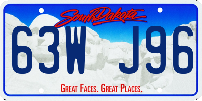 SD license plate 63WJ96