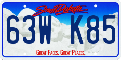 SD license plate 63WK85